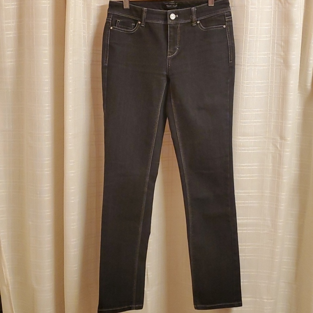 WHBM Black Slim Ankle Jeans Womens Size 00 00R Embroidered Back Pockets